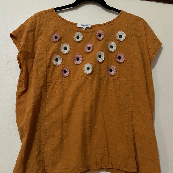 Madewell sunflower embroidered top with Swiss dots light cotton mustard orange - Picture 2 of 2
